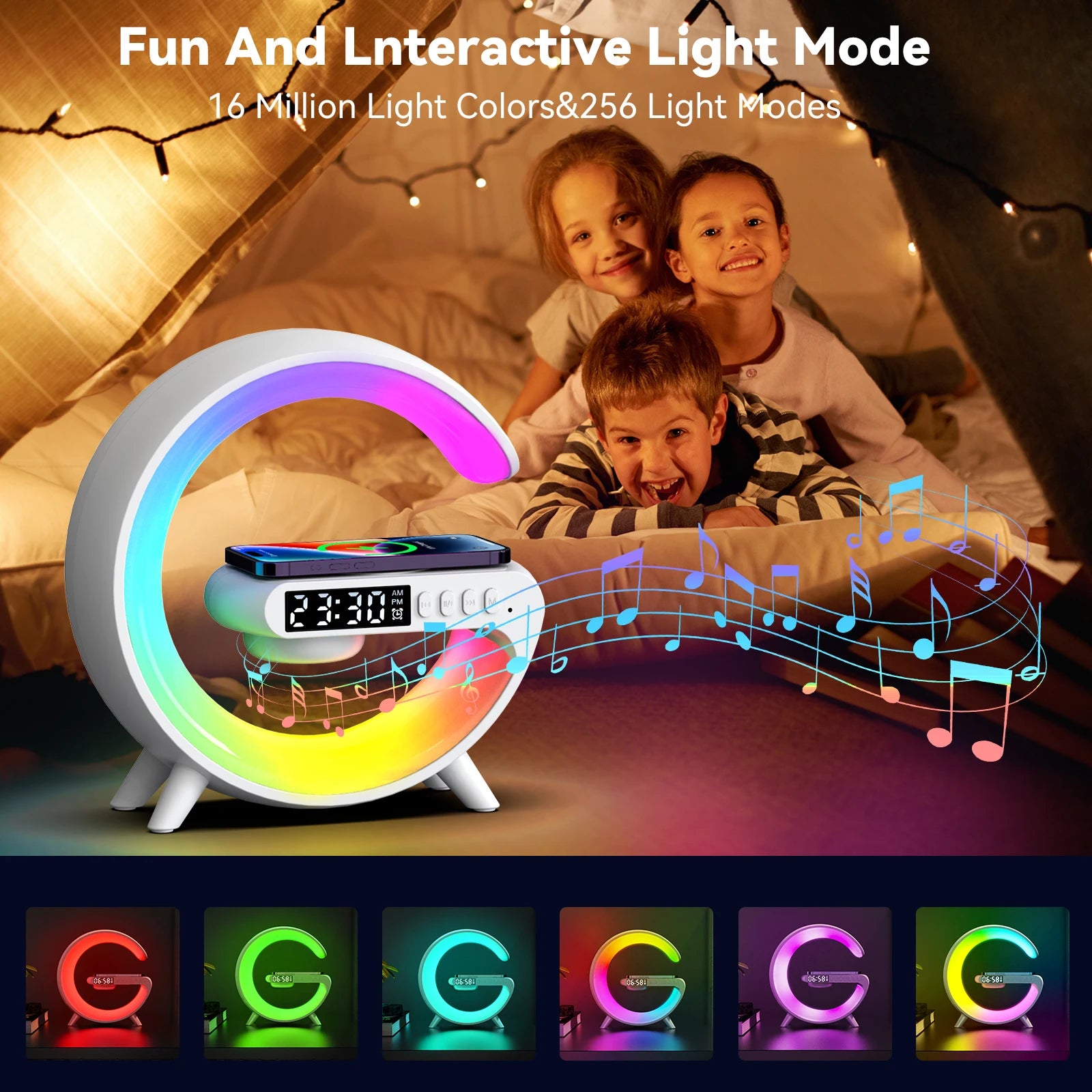 G Lamp Speaker – Bluetooth Speaker with LED RGB Lamp & Wireless Charger