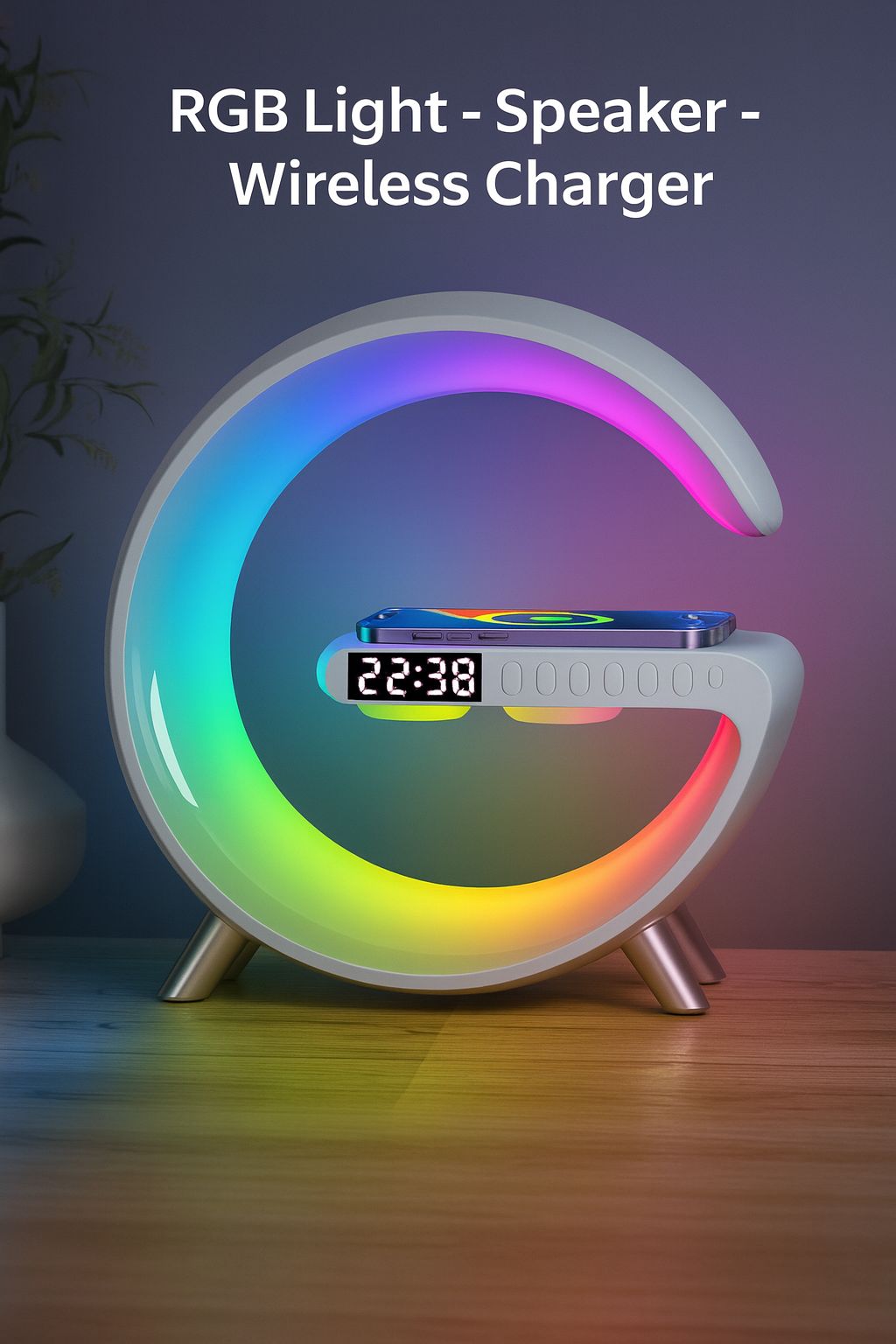 G Lamp Speaker – Bluetooth Speaker with LED RGB Lamp & Wireless Charger